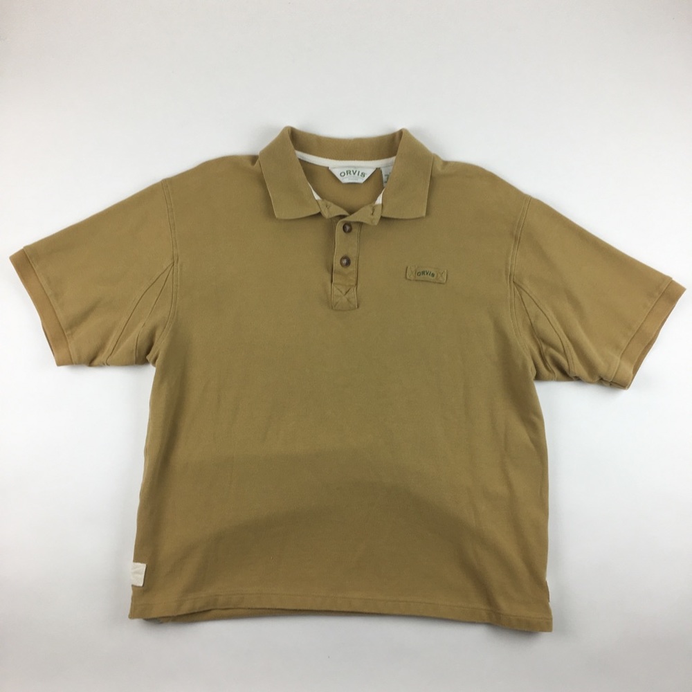 Orvis Men's Yellow Signature Polo Shirt Size L 100% Cotton. Great Condition.